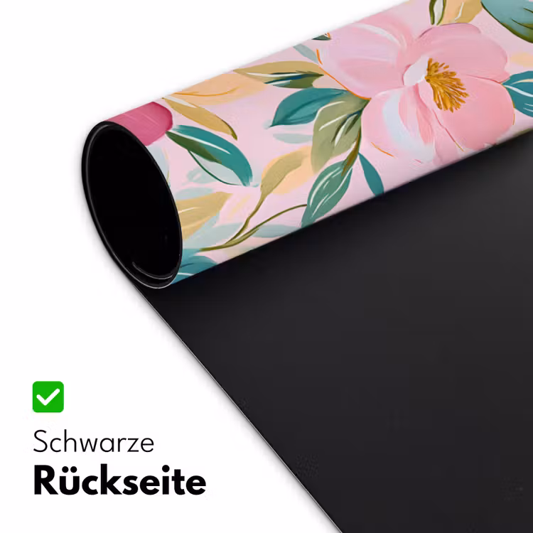 Blauw - Roze - Bloemen Muismat XXL klein -ysfeer2_duits