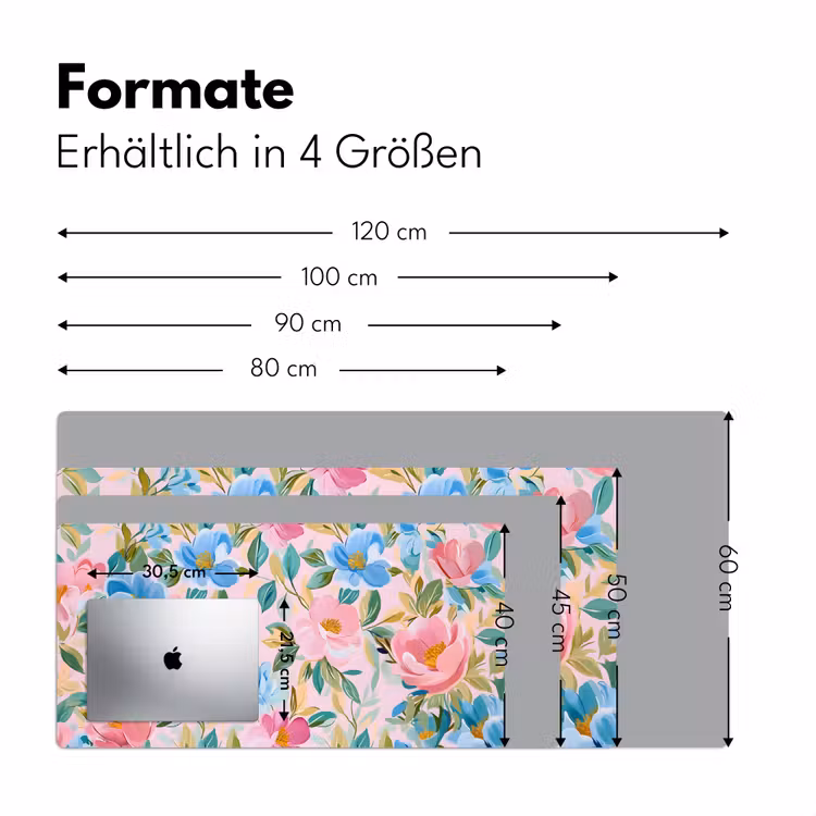 Blauw - Roze - Bloemen Muismat XXL klein -ysfeer5_duits