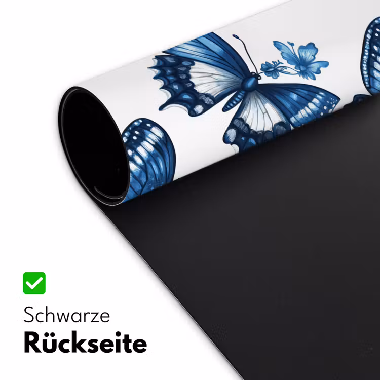 Blauw - Vlinders - Bloemen - Wit Muismat XXL klein 681 -ysfeer2_duits