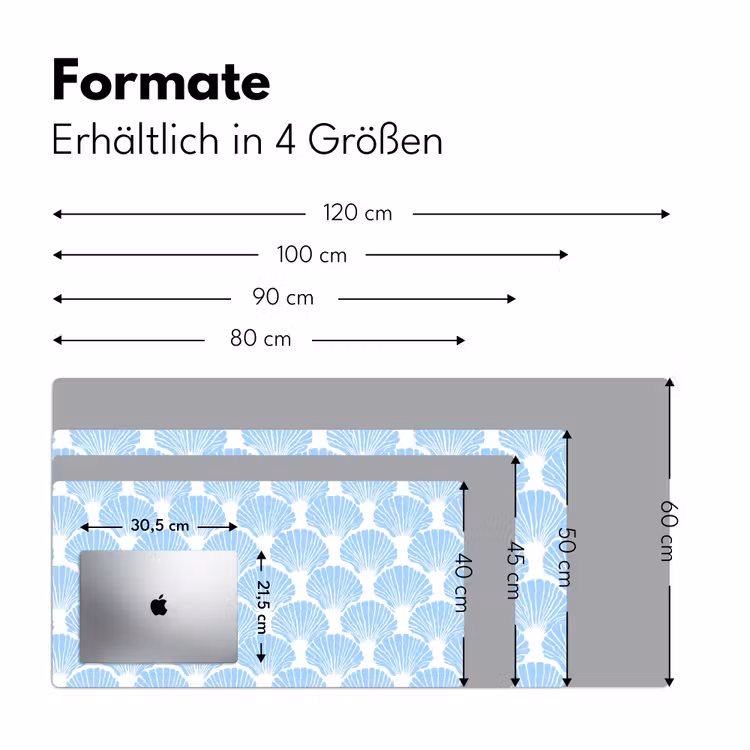 Blauw - Wit - Schelpen - Grafisch - Structuur Muismat XXL klein 681 -ysfeer5_duits