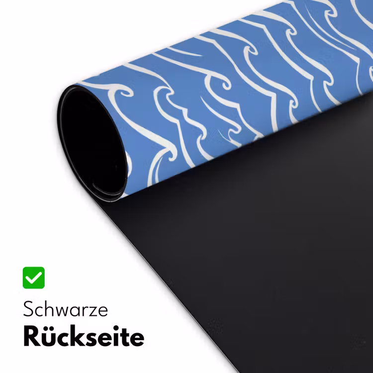 Blauw - Wit - Simpel - Getekend - Golven Muismat XXL klein 681 -ysfeer2_duits