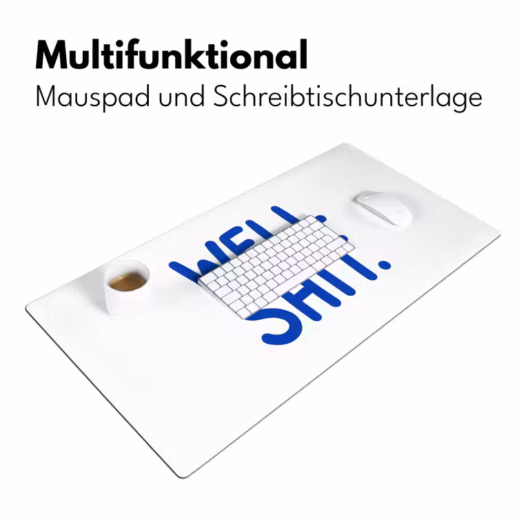 Blauw - Quote - Wit Muismat XXL klein -ysfeer4_duits
