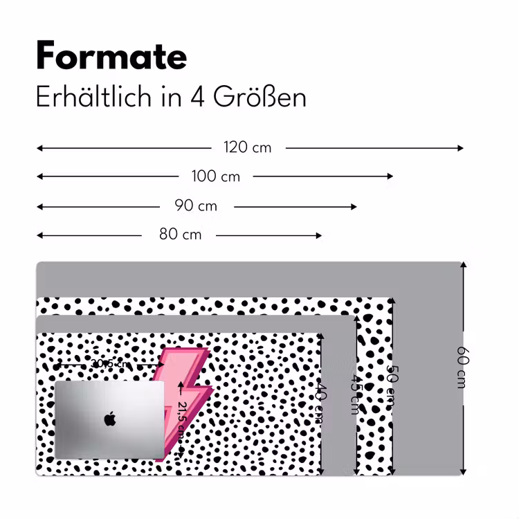Bliksem - Roze - Stippen Muismat XXL klein -ysfeer5_duits