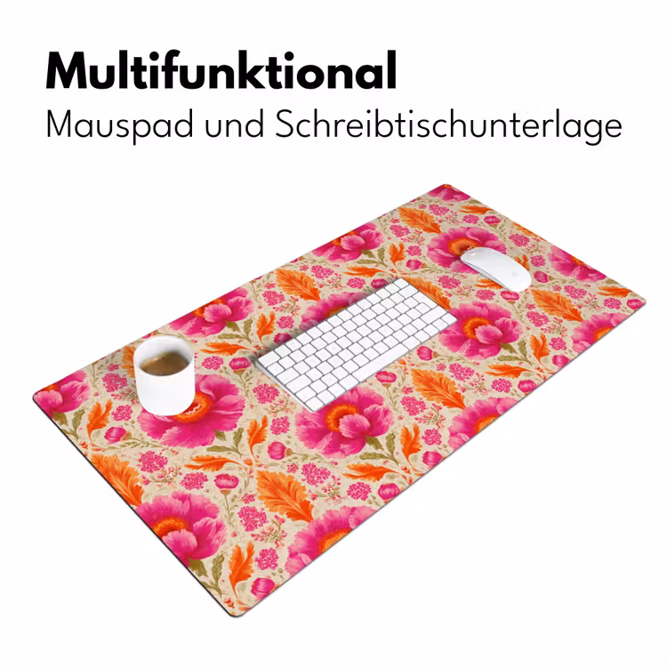 Bloemen - Barok - Roze - Oranje Muismat XXL klein 681 -ysfeer4_duits