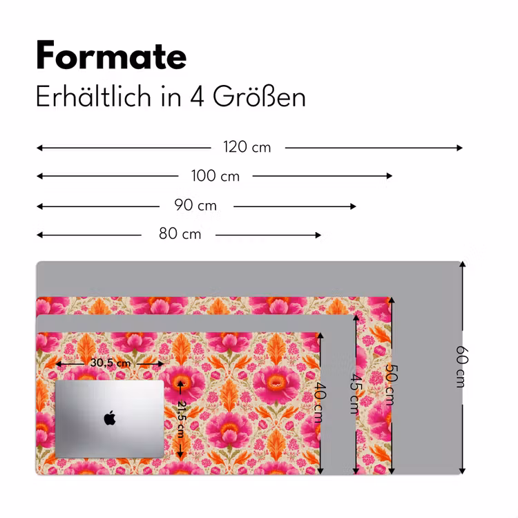 Bloemen - Barok - Roze - Oranje Muismat XXL klein 681 -ysfeer5_duits