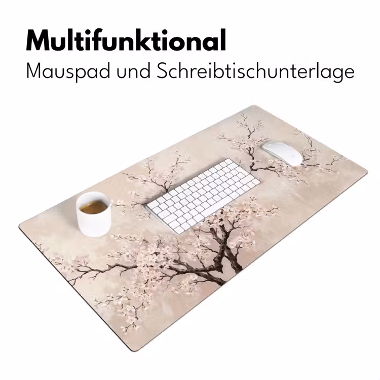Bloesem - Illustratie - Taupe Muismat XXL klein -ysfeer4_duits