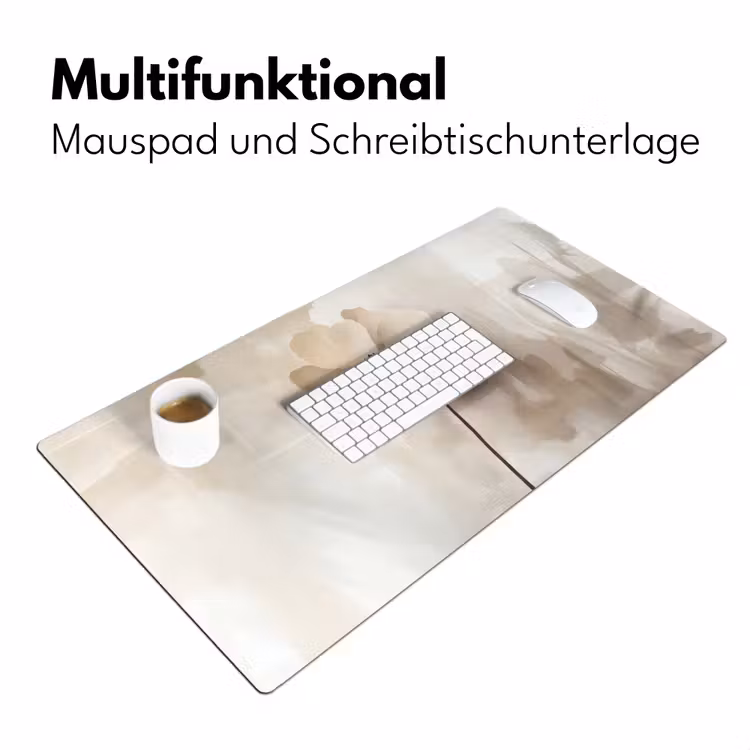 Bloem - Beige - Verf - Schaduw Muismat XXL klein -ysfeer4_duits