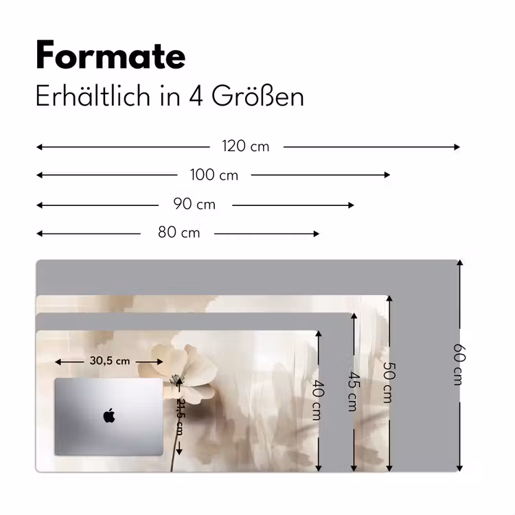 Bloem - Beige - Verf - Schaduw Muismat XXL klein -ysfeer5_duits