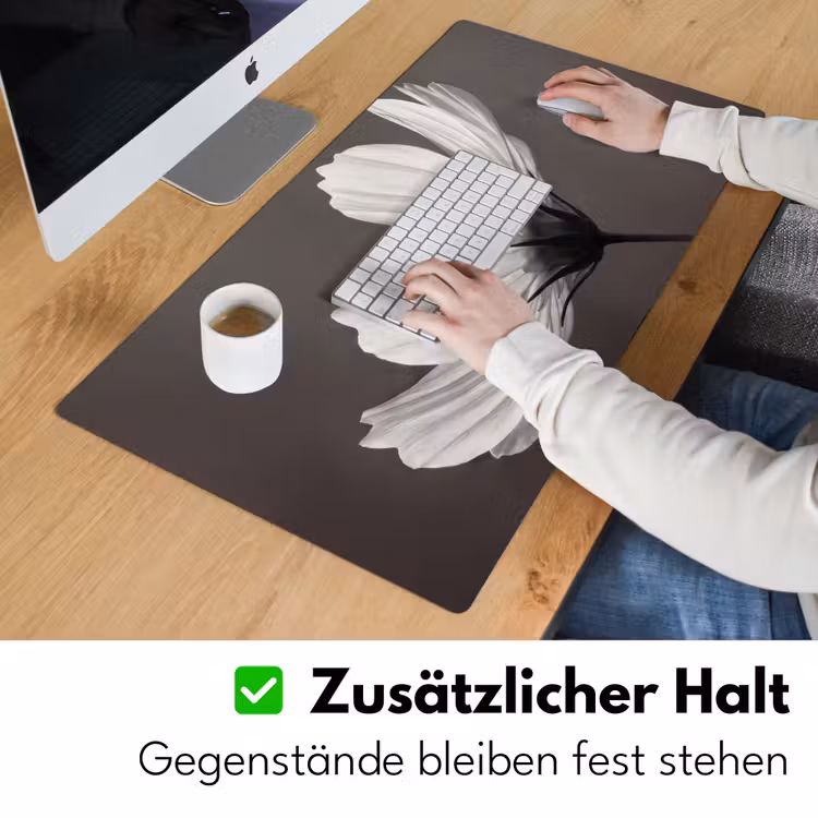 Bloem - Minimalistisch - Zwart - Wit Muismat XXL klein -ysfeer3_duits