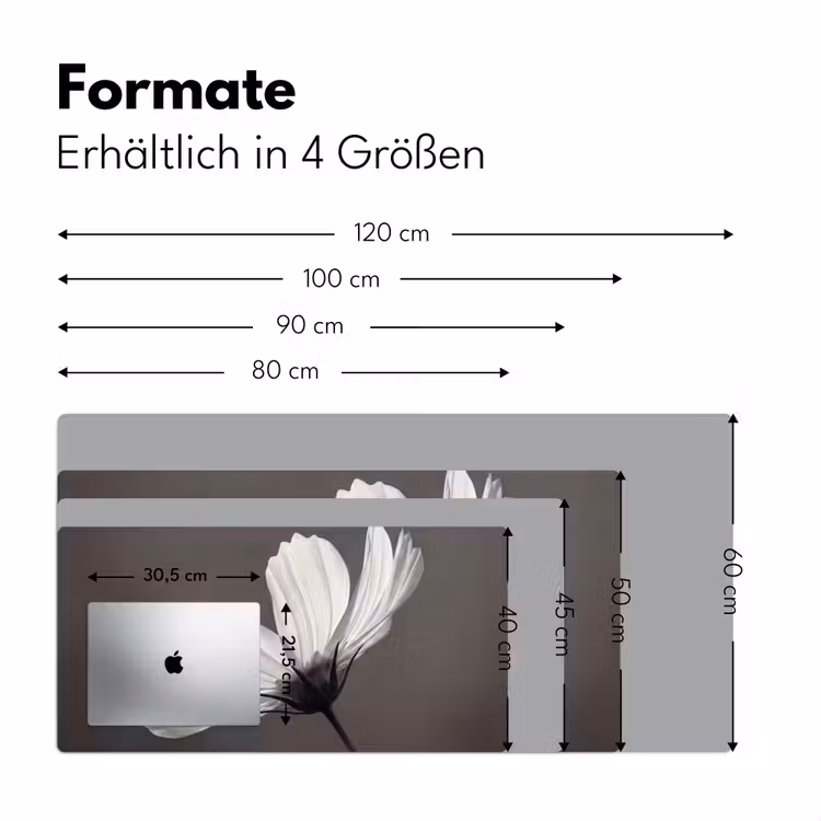 Bloem - Minimalistisch - Zwart - Wit Muismat XXL klein -ysfeer5_duits