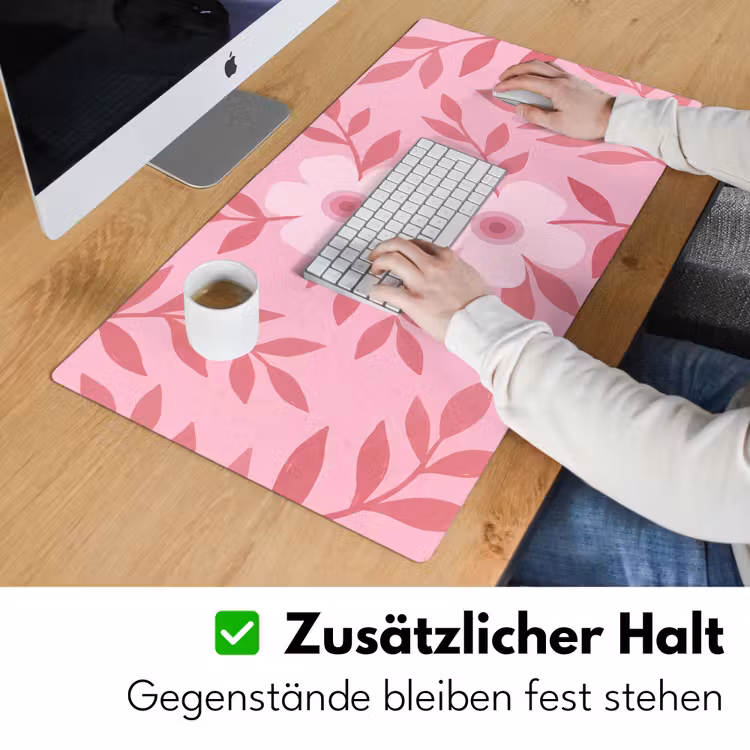 Schreibtischunterlage - Blumen – Abstrakt – Modern – Rosa – Natur - Bloemen - Abstract - Modern - Roze - Natuur Muismat XXL klein
