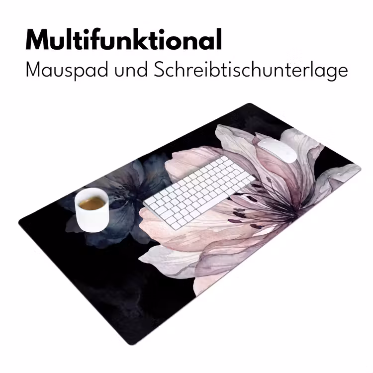 Bloemen - Aquarel - Modern - Roze - Donker Muismat XXL klein -ysfeer4_duits