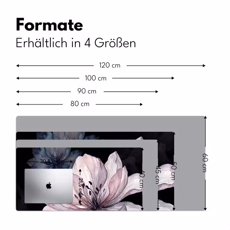 Bloemen - Aquarel - Modern - Roze - Donker Muismat XXL klein -ysfeer5_duits