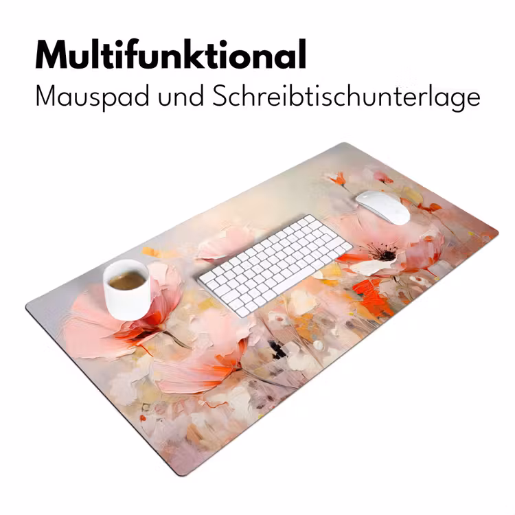 Bloemen - Watercolor - Roze - Abstract - Kunst Muismat XXL klein -ysfeer4_duits