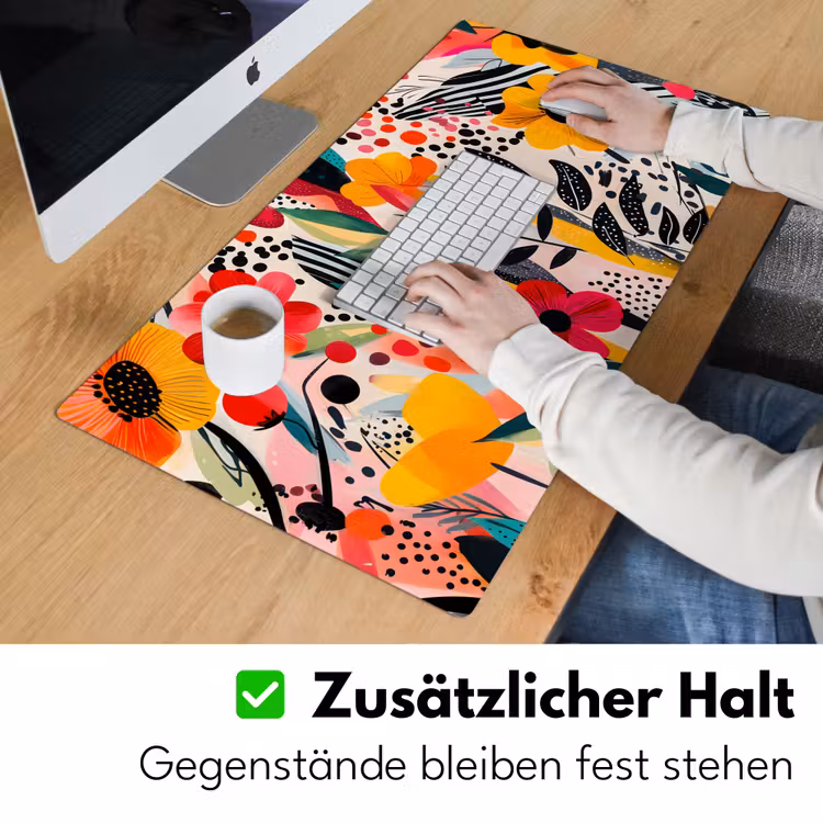 Bloemen - Bladeren - Abstract - Kleurrijk Muismat XXL klein -ysfeer3_duits