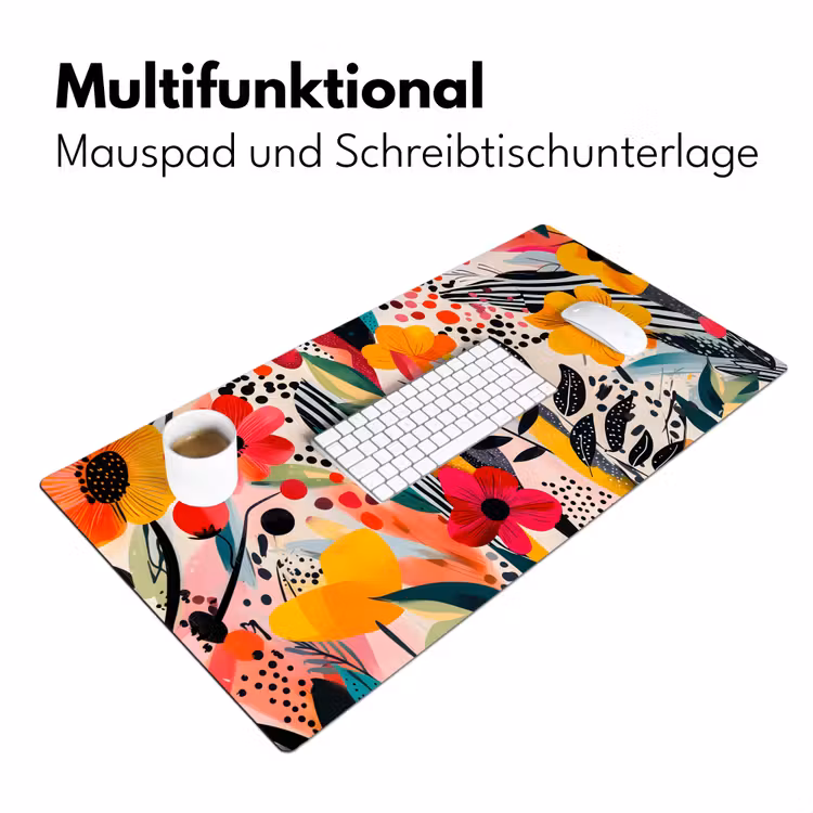 Bloemen - Bladeren - Abstract - Kleurrijk Muismat XXL klein -ysfeer4_duits