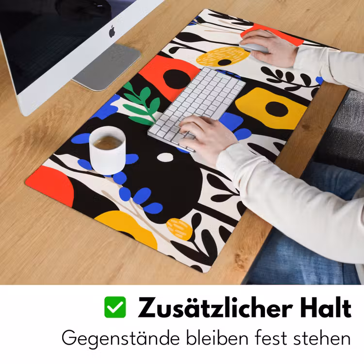 Bloemen - Bladeren - Abstract - Zwart Muismat XXL klein -ysfeer3_duits