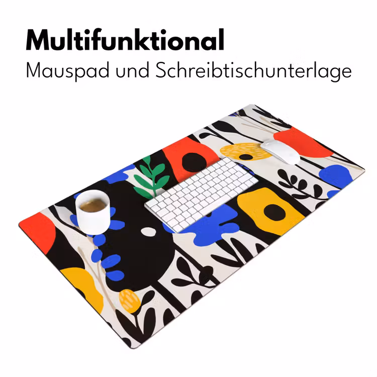 Bloemen - Bladeren - Abstract - Zwart Muismat XXL klein -ysfeer4_duits