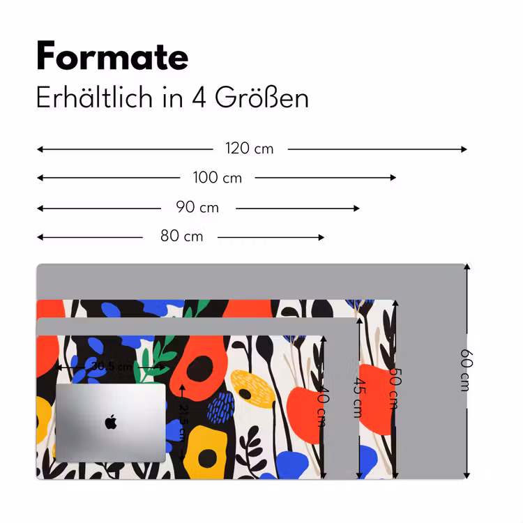 Bloemen - Bladeren - Abstract - Zwart Muismat XXL klein -ysfeer5_duits