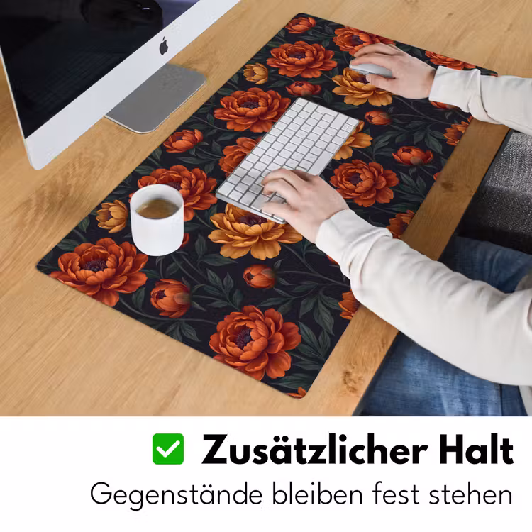 Bloemen - Bladeren - Natuur - Modern - Oranje Muismat XXL klein -ysfeer3_duits