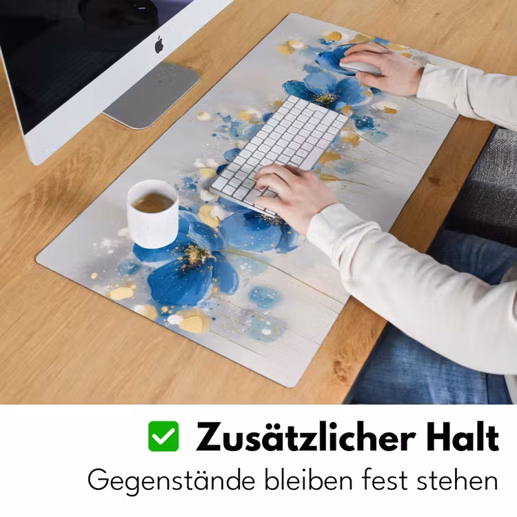 Bloemen - Blauw - Abstract Muismat XXL klein -ysfeer3_duits