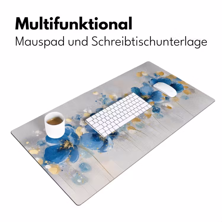 Bloemen - Blauw - Abstract Muismat XXL klein -ysfeer4_duits