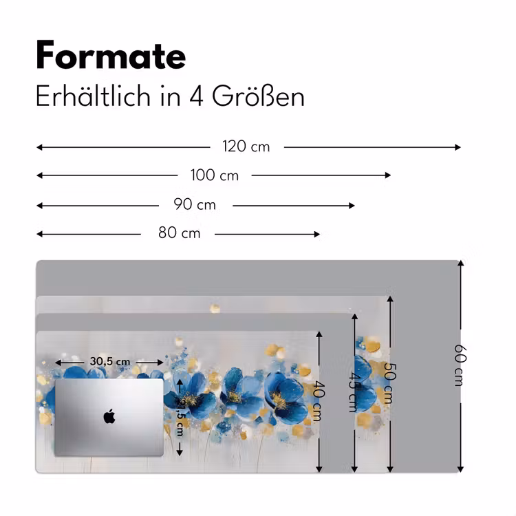 Bloemen - Blauw - Abstract Muismat XXL klein -ysfeer5_duits