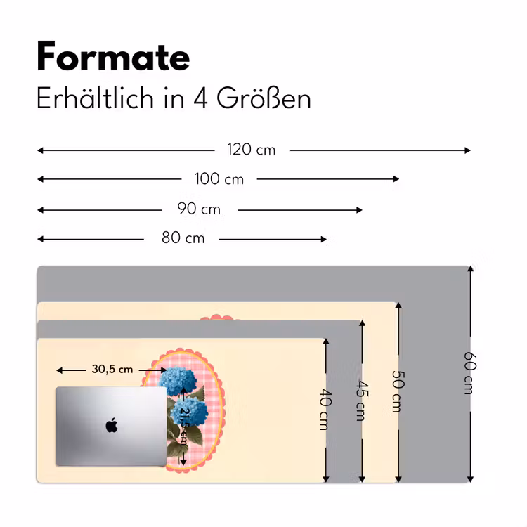 Bloemen - Blauw - Lijst - Bladeren Muismat XXL klein -ysfeer5_duits