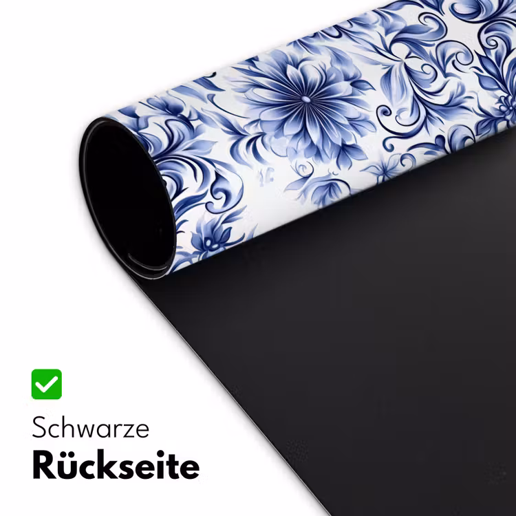 Bloemen - Blauw - Patroon - Wit Muismat XXL klein 681 -ysfeer2_duits