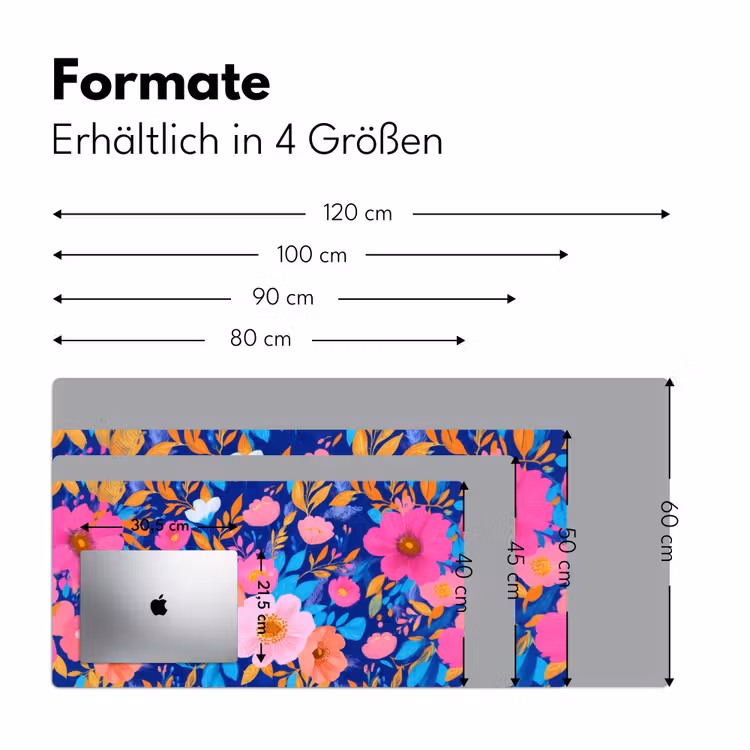 Bloemen - Blauw - Roze Muismat XXL klein -ysfeer5_duits