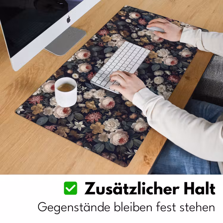 Bloemen - Boeket - Botanisch - Vintage - Donkere achtergrond Muismat XXL klein -ysfeer3_duits