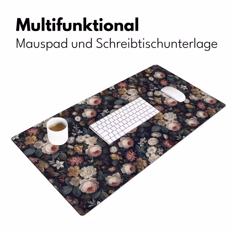 Bloemen - Boeket - Botanisch - Vintage - Donkere achtergrond Muismat XXL klein -ysfeer4_duits