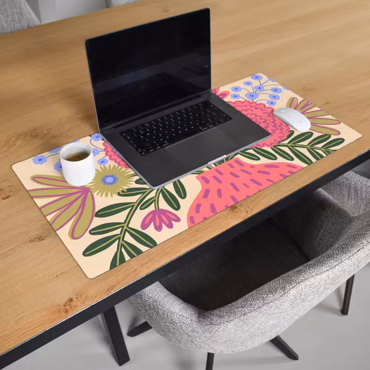 Schreibtischunterlage - Blumen – Blumenstrauß – Natur – Abstrakt – Rosa - Bloemen - Boeket - Natuur - Abstract - Roze Muismat XXL klein