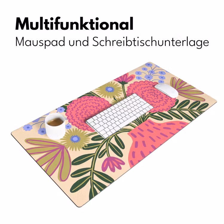 Schreibtischunterlage - Blumen – Blumenstrauß – Natur – Abstrakt – Rosa - Bloemen - Boeket - Natuur - Abstract - Roze Muismat XXL klein