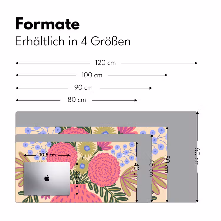 Schreibtischunterlage - Blumen – Blumenstrauß – Natur – Abstrakt – Rosa - Bloemen - Boeket - Natuur - Abstract - Roze Muismat XXL klein