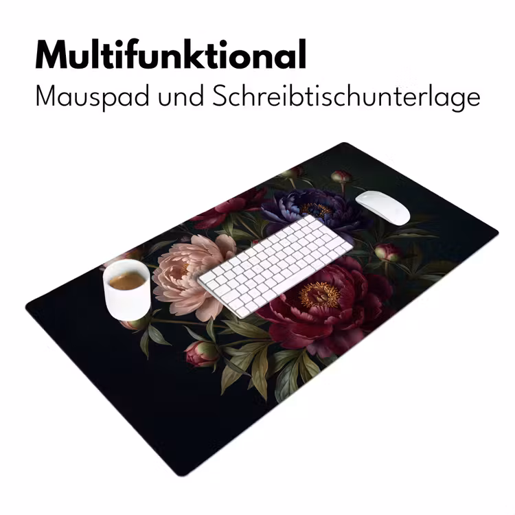 Bloemen - Boeket - Natuur - Modern - Donker Muismat XXL klein -ysfeer4_duits