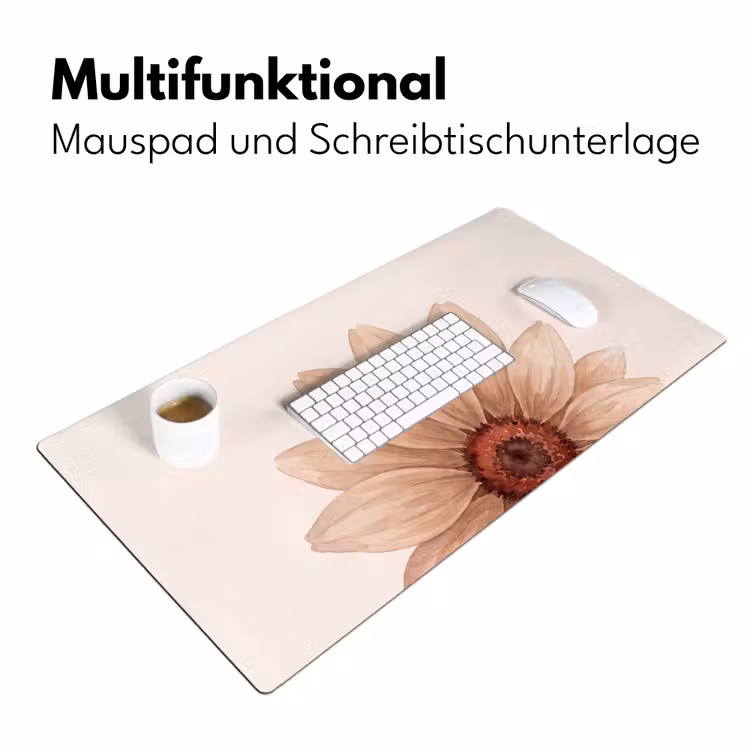 Bloemen - Bloemblad - Natuur - Aquarel - Beige Muismat XXL klein -ysfeer4_duits