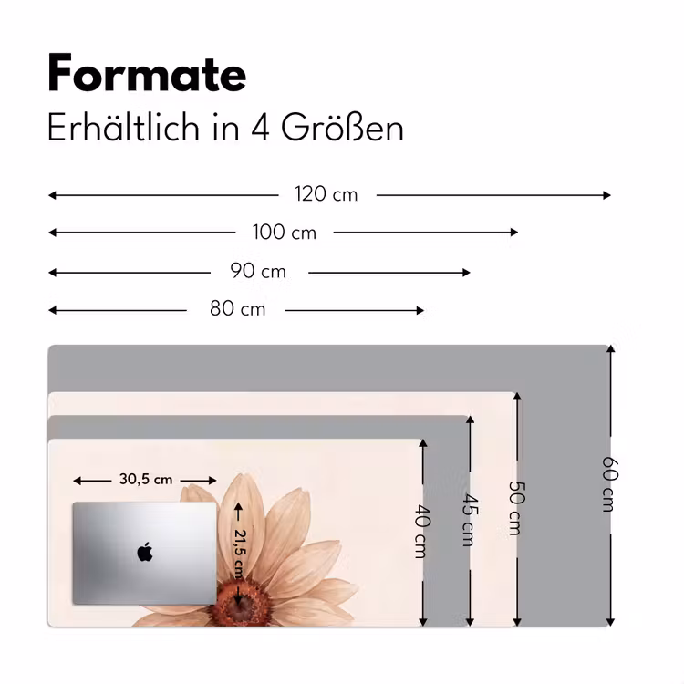 Bloemen - Bloemblad - Natuur - Aquarel - Beige Muismat XXL klein -ysfeer5_duits