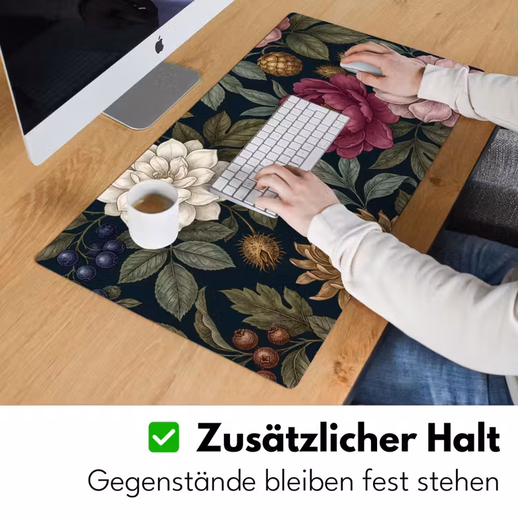 Bloemen - Botanisch - Illustratie - Donker - Vintage Muismat XXL klein -ysfeer3_duits