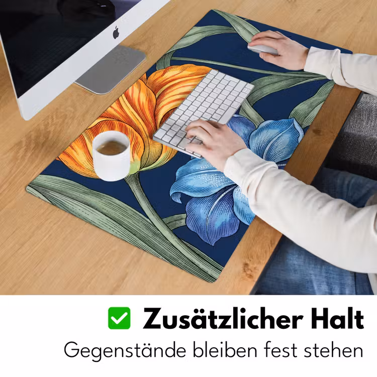 Schreibtischunterlage - Blumen – Botanik – Muster - Bloemen - Botanisch - Patroon Muismat XXL klein