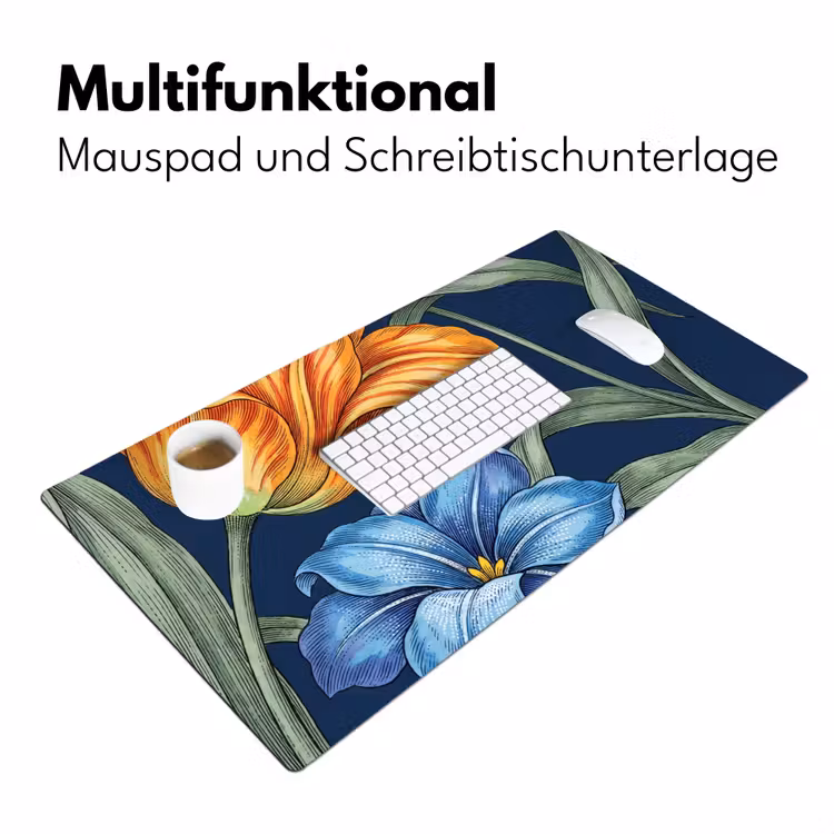 Schreibtischunterlage - Blumen – Botanik – Muster - Bloemen - Botanisch - Patroon Muismat XXL klein