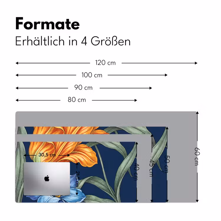 Schreibtischunterlage - Blumen – Botanik – Muster - Bloemen - Botanisch - Patroon Muismat XXL klein