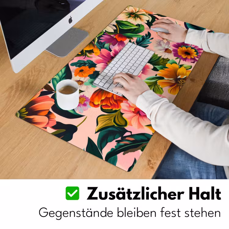 Bloemen - Kleurrijk - Roze Muismat XXL klein -ysfeer3_duits