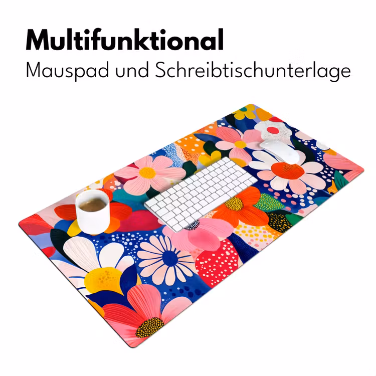 Bloemen - Kleurrijk - Stippen Muismat XXL klein -ysfeer4_duits