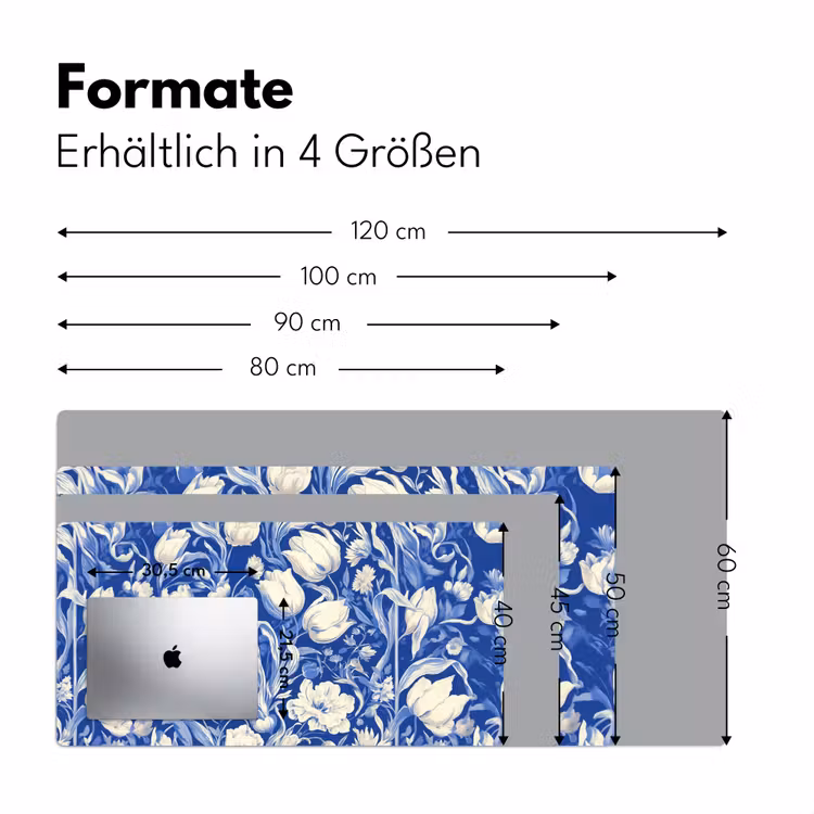 Bloemen - Delfts Blauw - Patroon - Tulp Muismat XXL klein -ysfeer5_duits