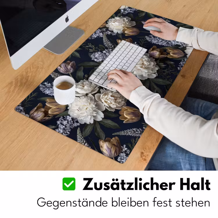 Bloemen - Donker - Elegant - Natuur - Wit Muismat XXL klein -ysfeer3_duits