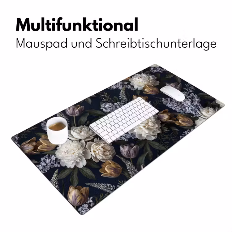 Bloemen - Donker - Elegant - Natuur - Wit Muismat XXL klein -ysfeer4_duits