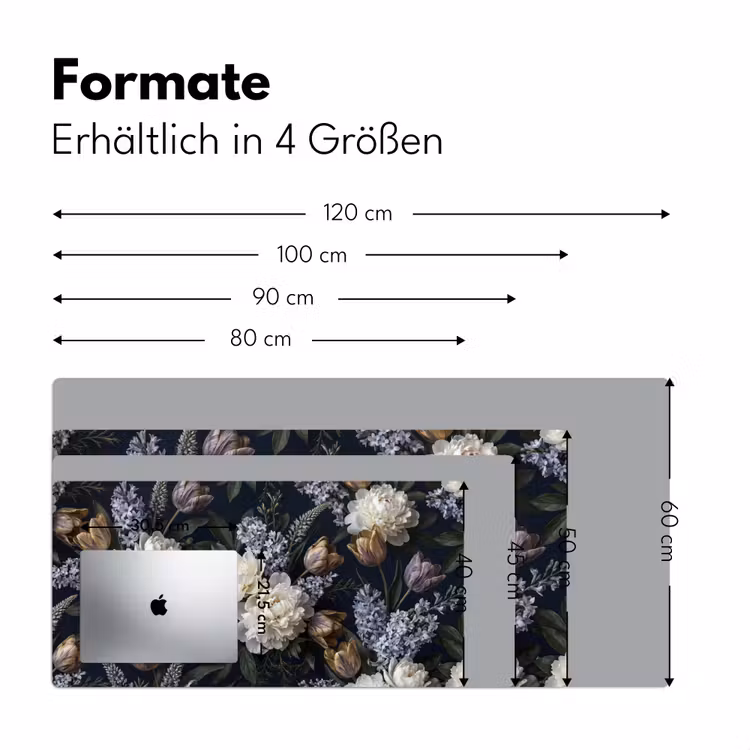 Bloemen - Donker - Elegant - Natuur - Wit Muismat XXL klein -ysfeer5_duits