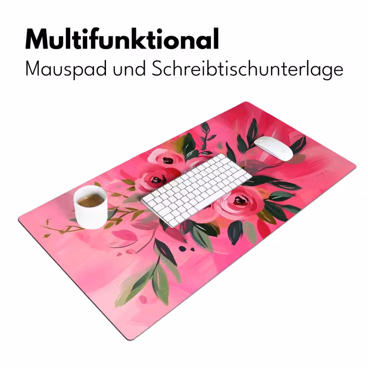 Bloemen - Verf - Roze Muismat XXL klein -ysfeer4_duits