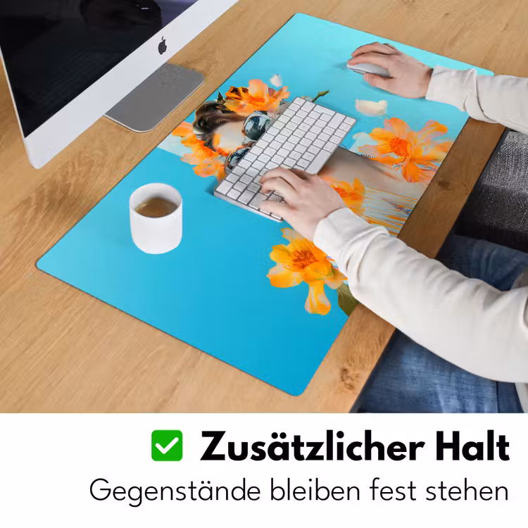 Bloemen - Vrouw - Zonnebril - Blauw Muismat XXL klein -ysfeer3_duits